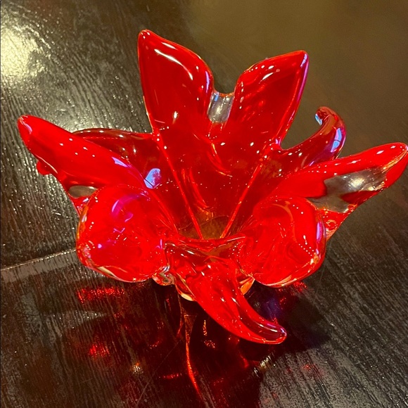 Red Glass Decorative Bowl murano - Picture 1 of 2